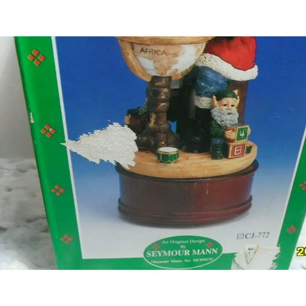 Vintage Seymour Mann Musical Santa Claus Is Coming To Town Porcelain Music Box